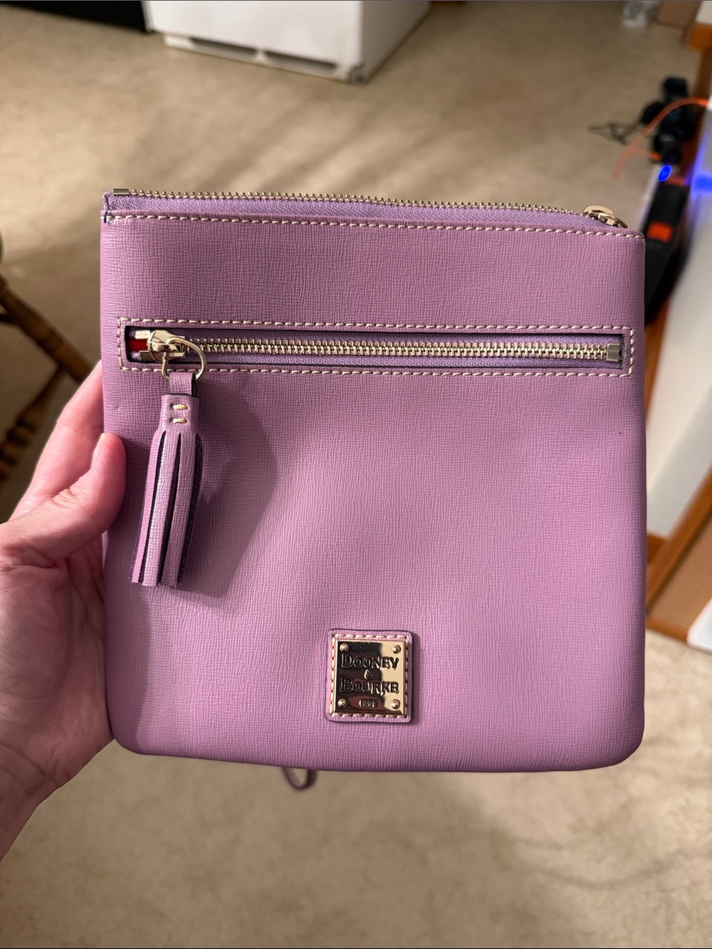 Dooney & Bourke Lavender Crossbody Bag with Tassels